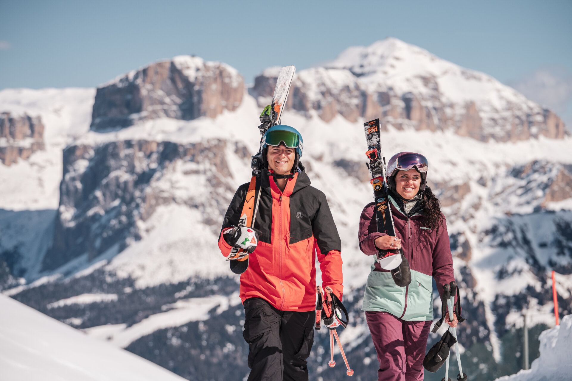 Coppia di sciatori nella skiarea Ciampac-Alba di Canazei | © Mattia Rizzi - Archivio immagini ApT Val di Fassa